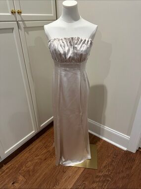 Selfie Leslie Satin Strapless Gown in Champagne